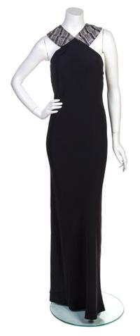 A Brioni Black Silk Evening Gown, Size 44.