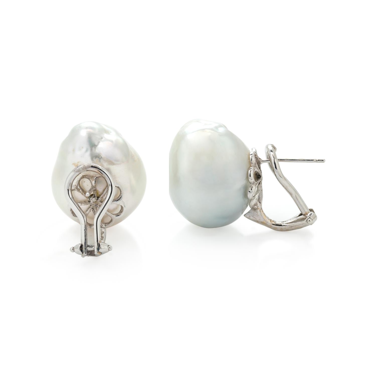 CULTURED BAROQUE SOUTH SEA PEARL EARCLIPS