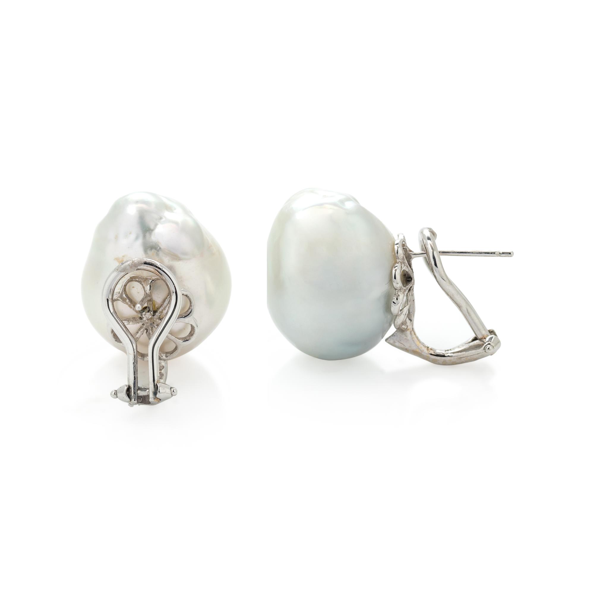 CULTURED BAROQUE SOUTH SEA PEARL EARCLIPS