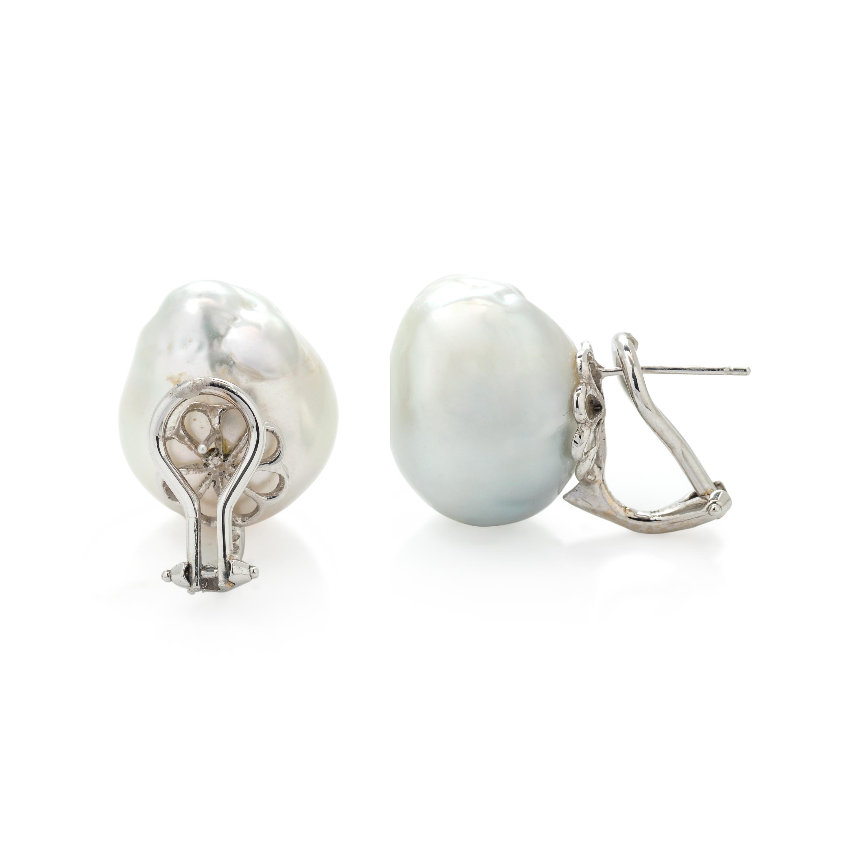 CULTURED BAROQUE SOUTH SEA PEARL EARCLIPS