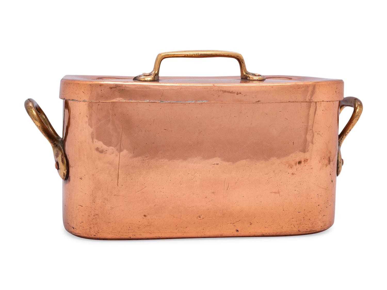 A French Copper Daubière with Brass Handles