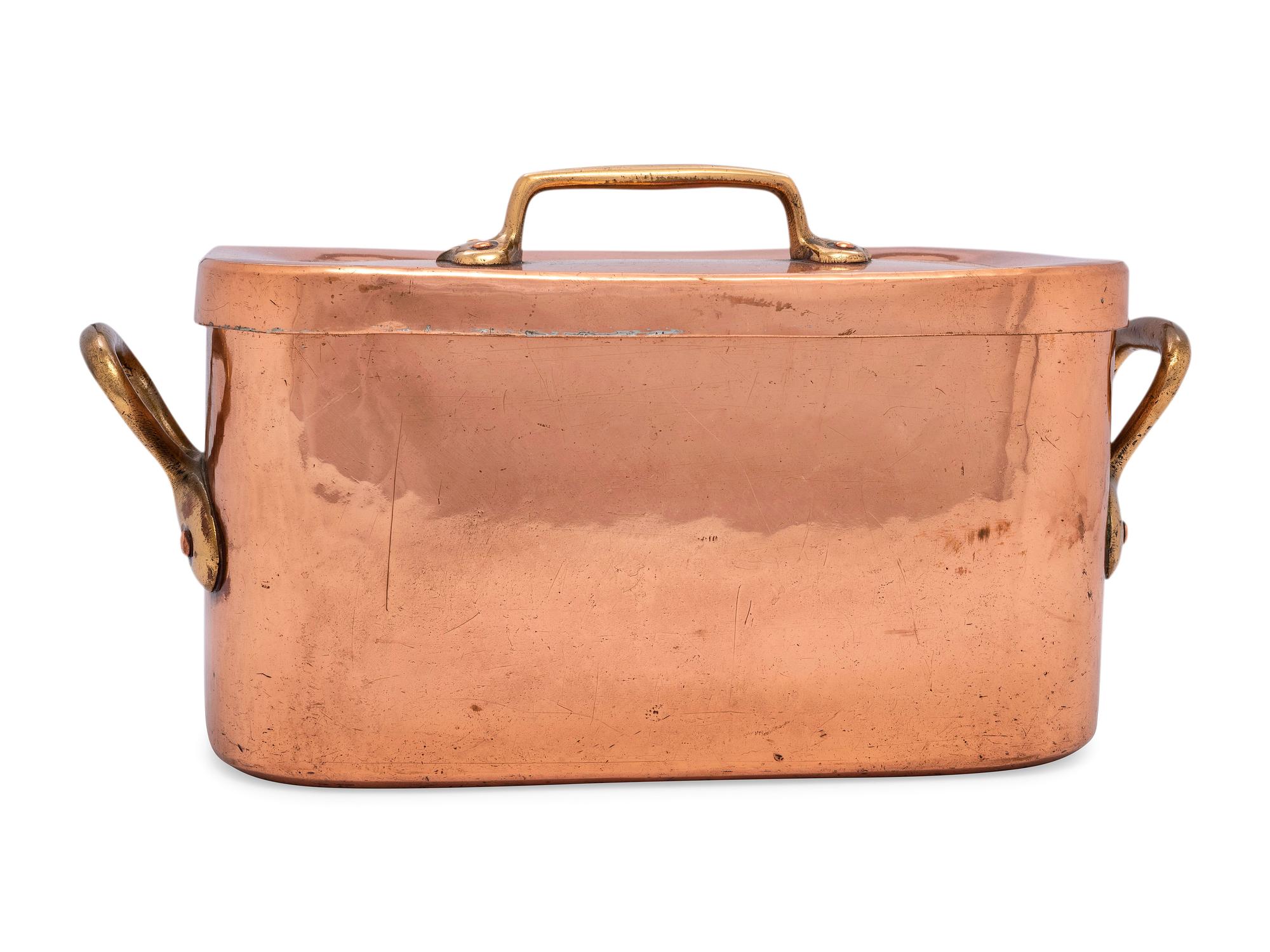 A French Copper Daubière with Brass Handles