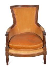 A Diminutive Directoire Carved Fruitwood Bergère — CIRCA 1790