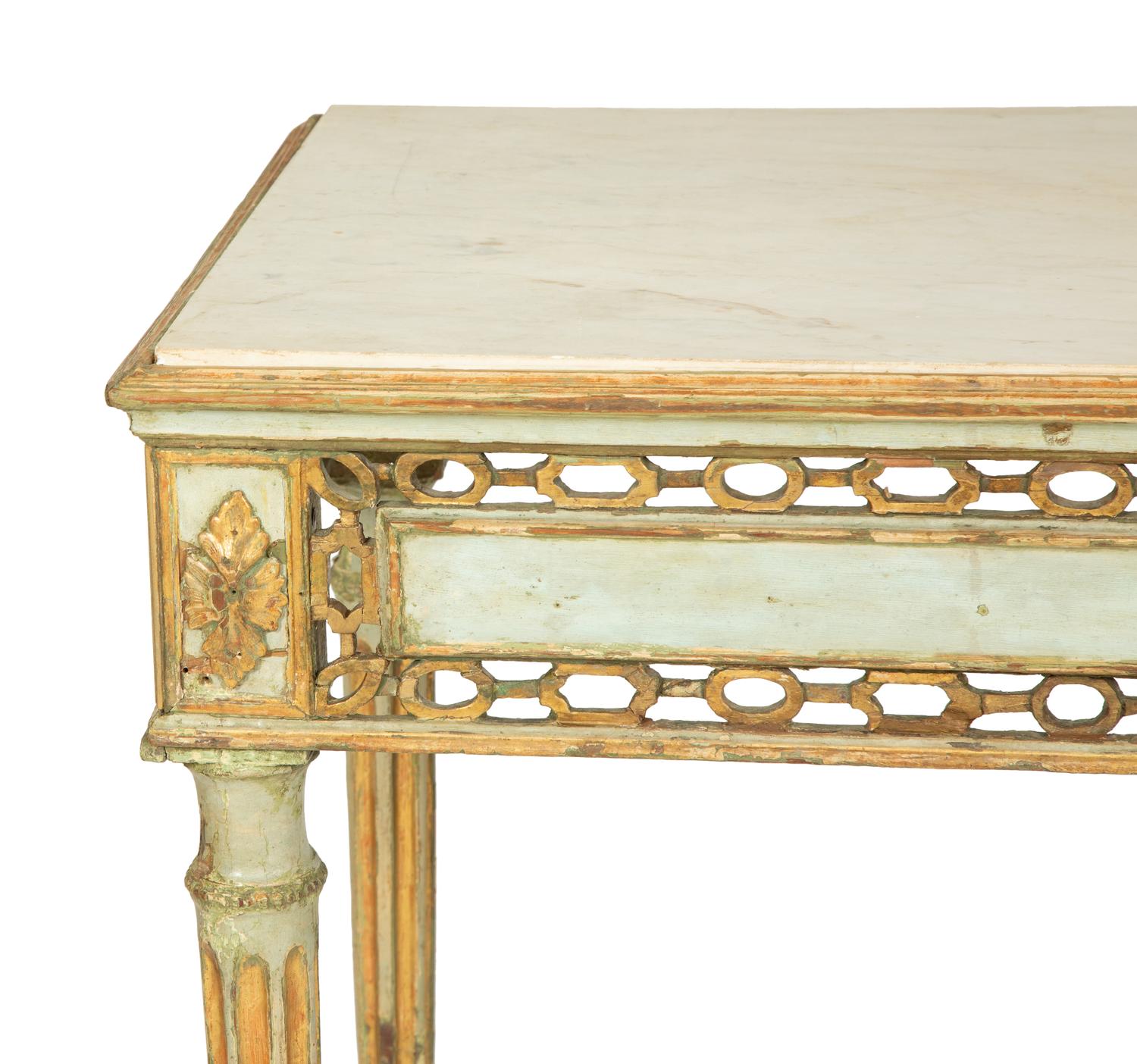 An Italian Painted and Parcel Gilt Console Table