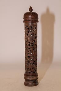 A Carved Wood Parfumier. Height 12 inches.