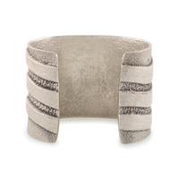 Tufa Cast Sterling Silver Cuff Bracelet, with Wave Design and Set with Turquoise and Coral in Abstract Figural Shape