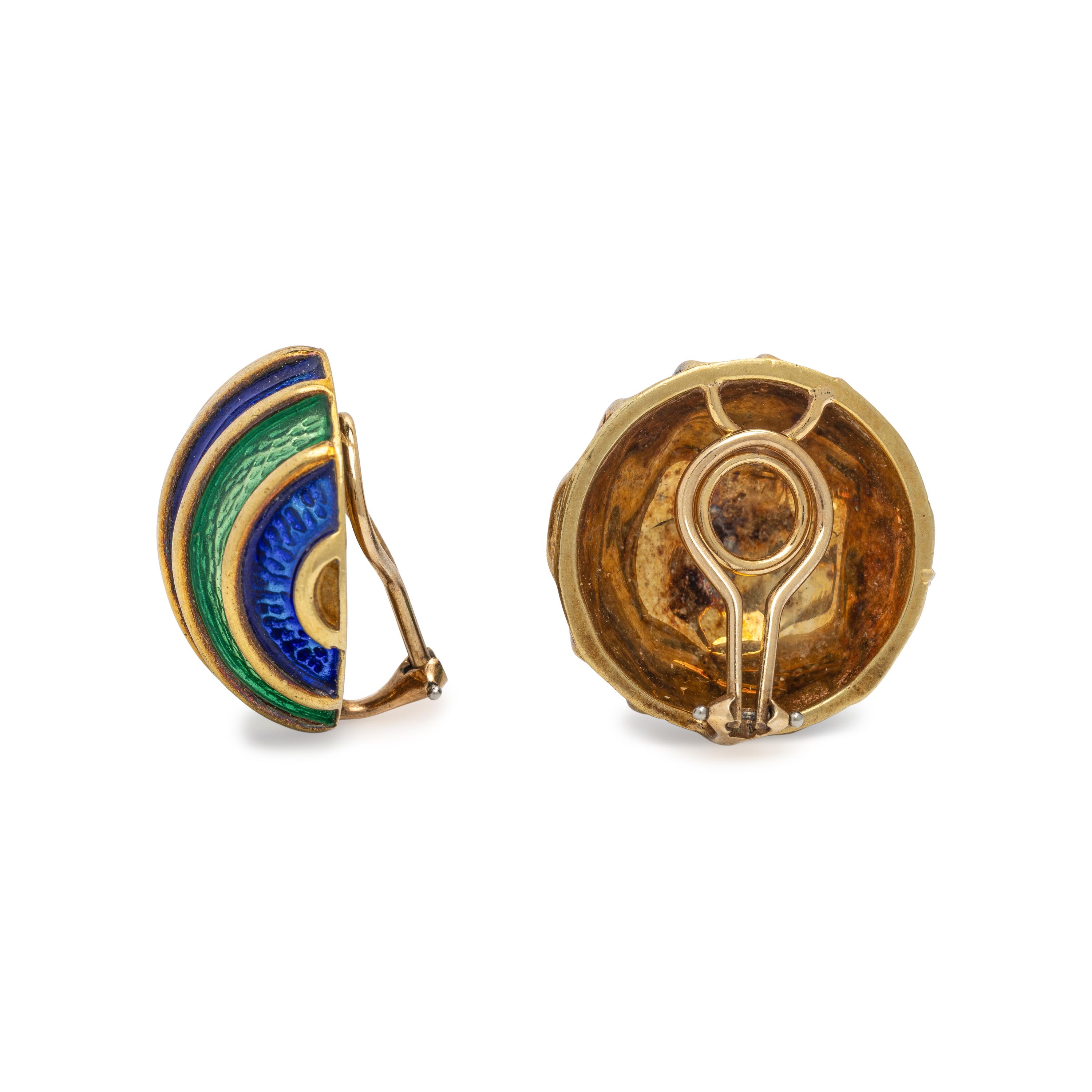 Cellino, Enamel and Yellow Gold Earrings