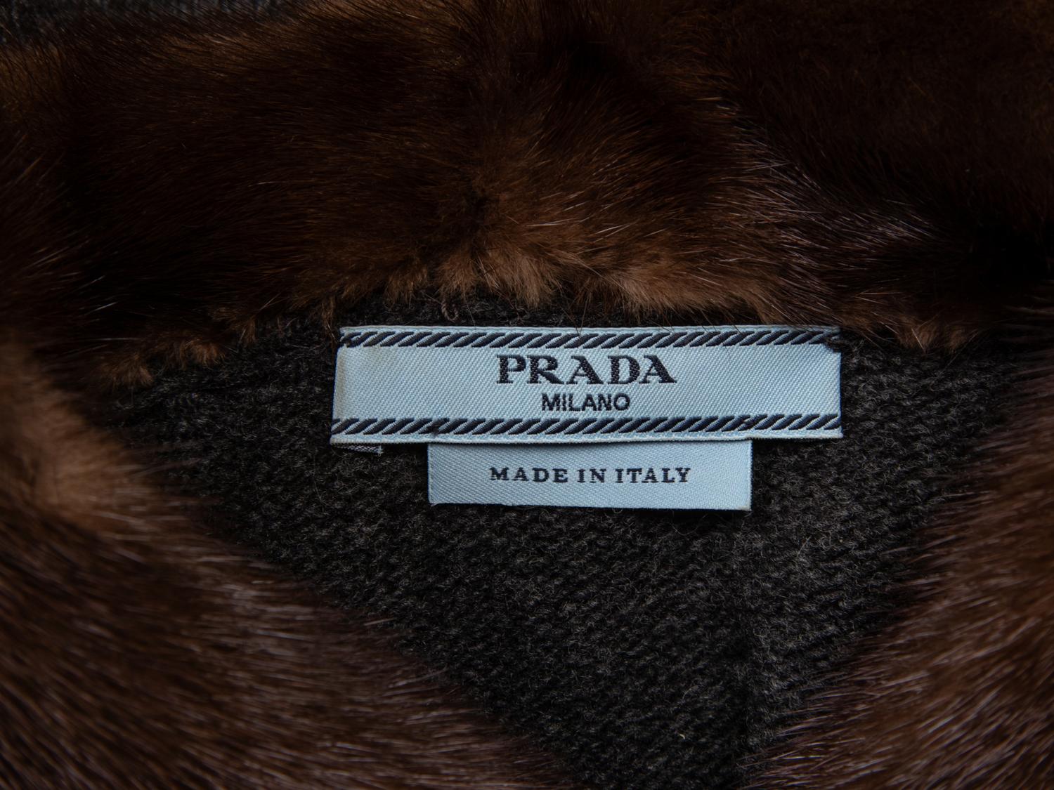 PRADA, FUR COLLAR CARDIGAN