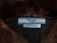 PRADA, FUR COLLAR CARDIGAN