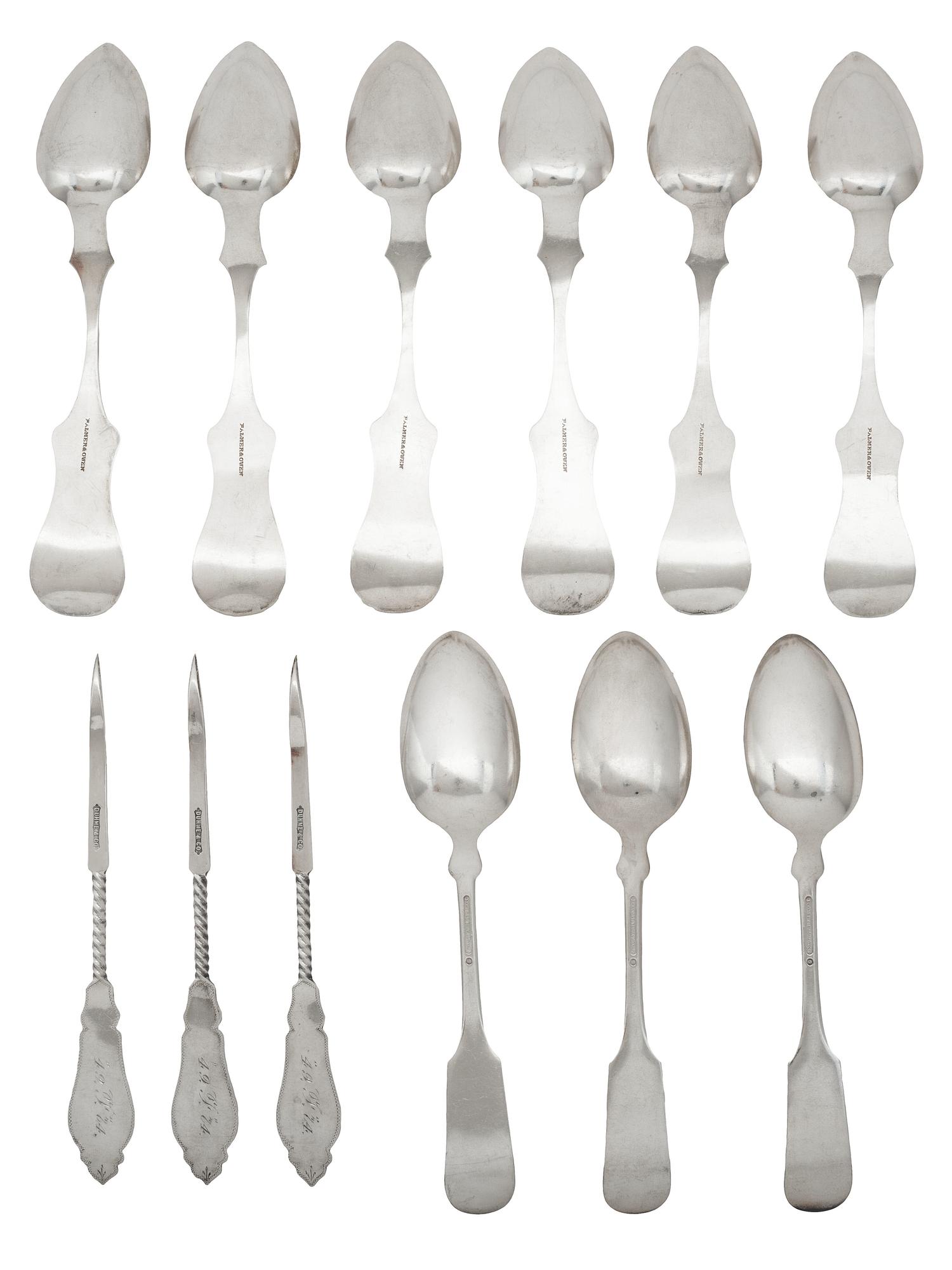 Twelve American Coin Silver Flatware and Serving Articles