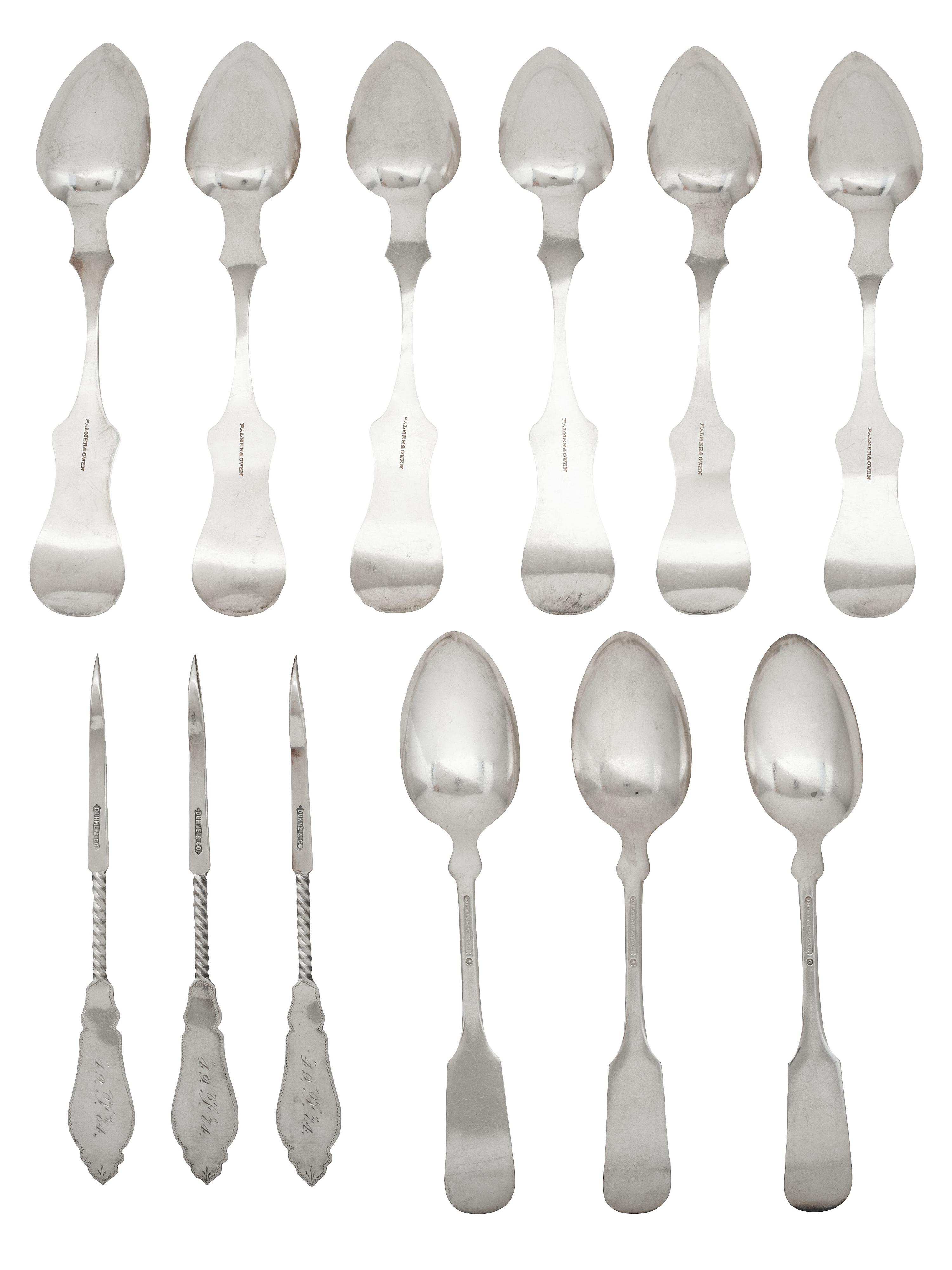 Twelve American Coin Silver Flatware and Serving Articles