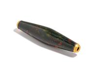 A Near Eastern Bloodstone Bead with Gold Caps
