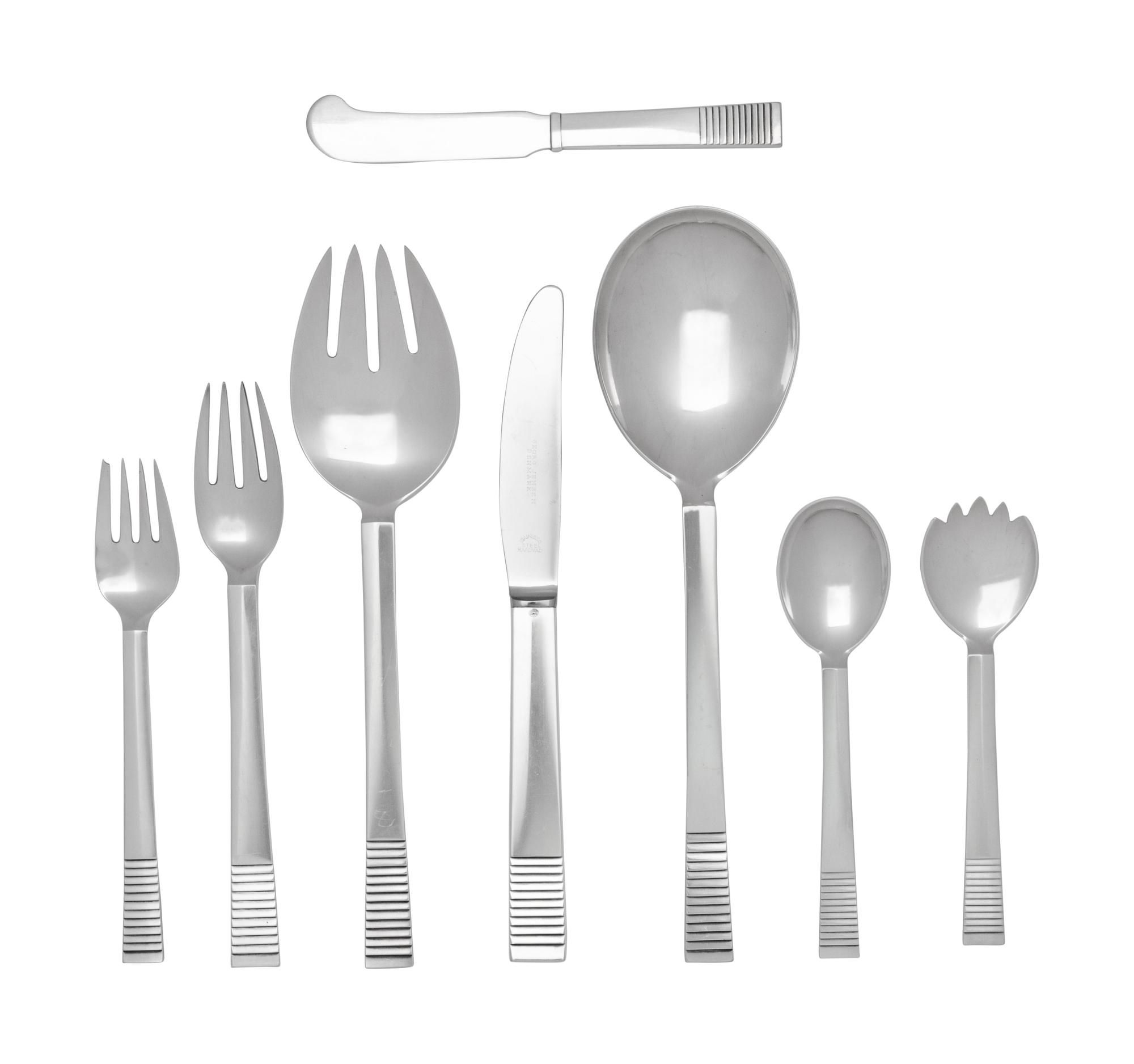 A Georg Jensen Parallel Silver Flatware Service
