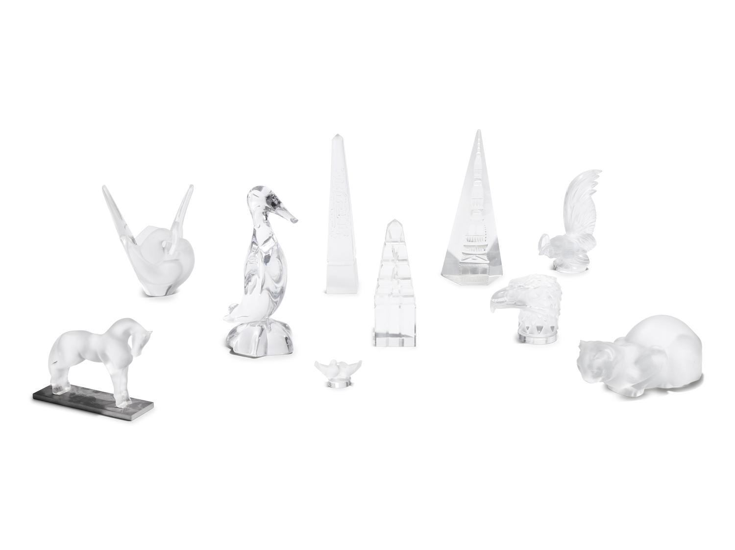 A Collection of Lalique, Daum, and Other Glass Animal Figures or Desk Objects