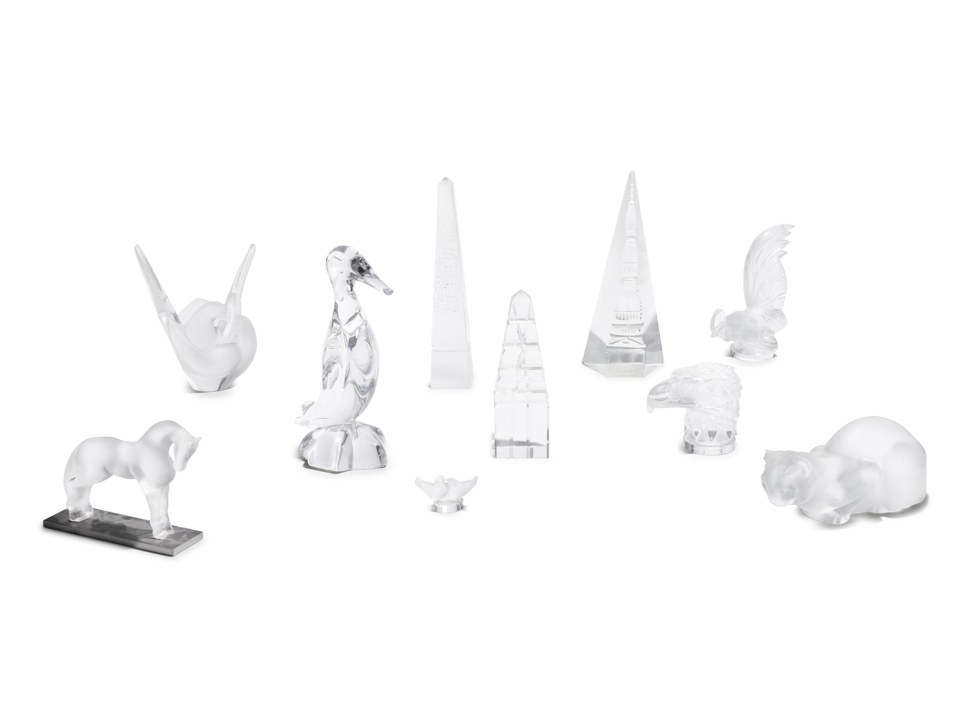 A Collection of Lalique, Daum, and Other Glass Animal Figures or Desk Objects