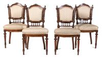 A Set of Four Victorian Mahogany Side Chairs Height 36 inches. — LATE 19TH CENTURY
