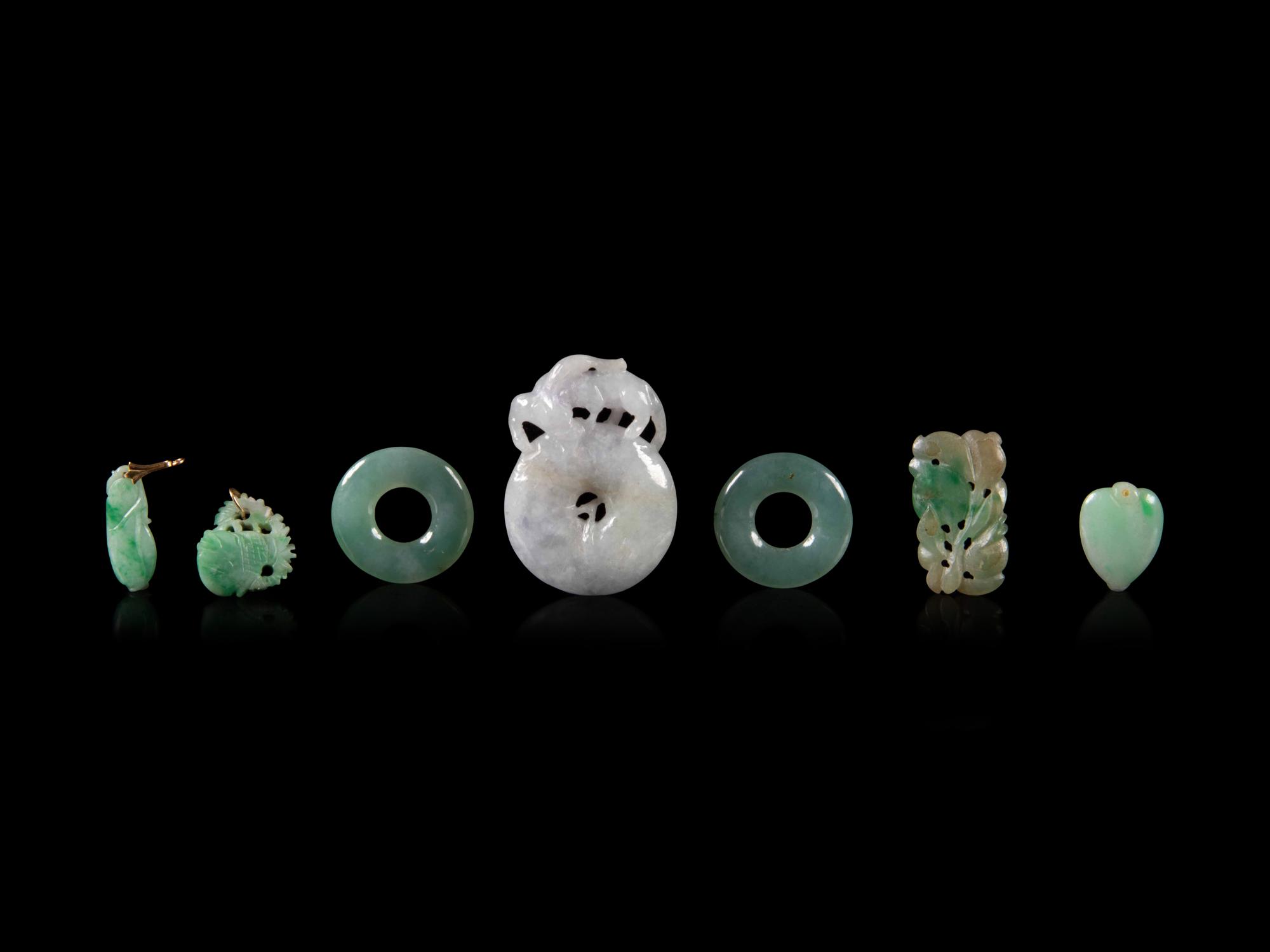 Seven Chinese Jadeite Pendants