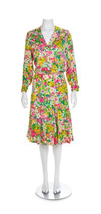 Balmain Floral Day Dress, 1970-80s Size label: 6