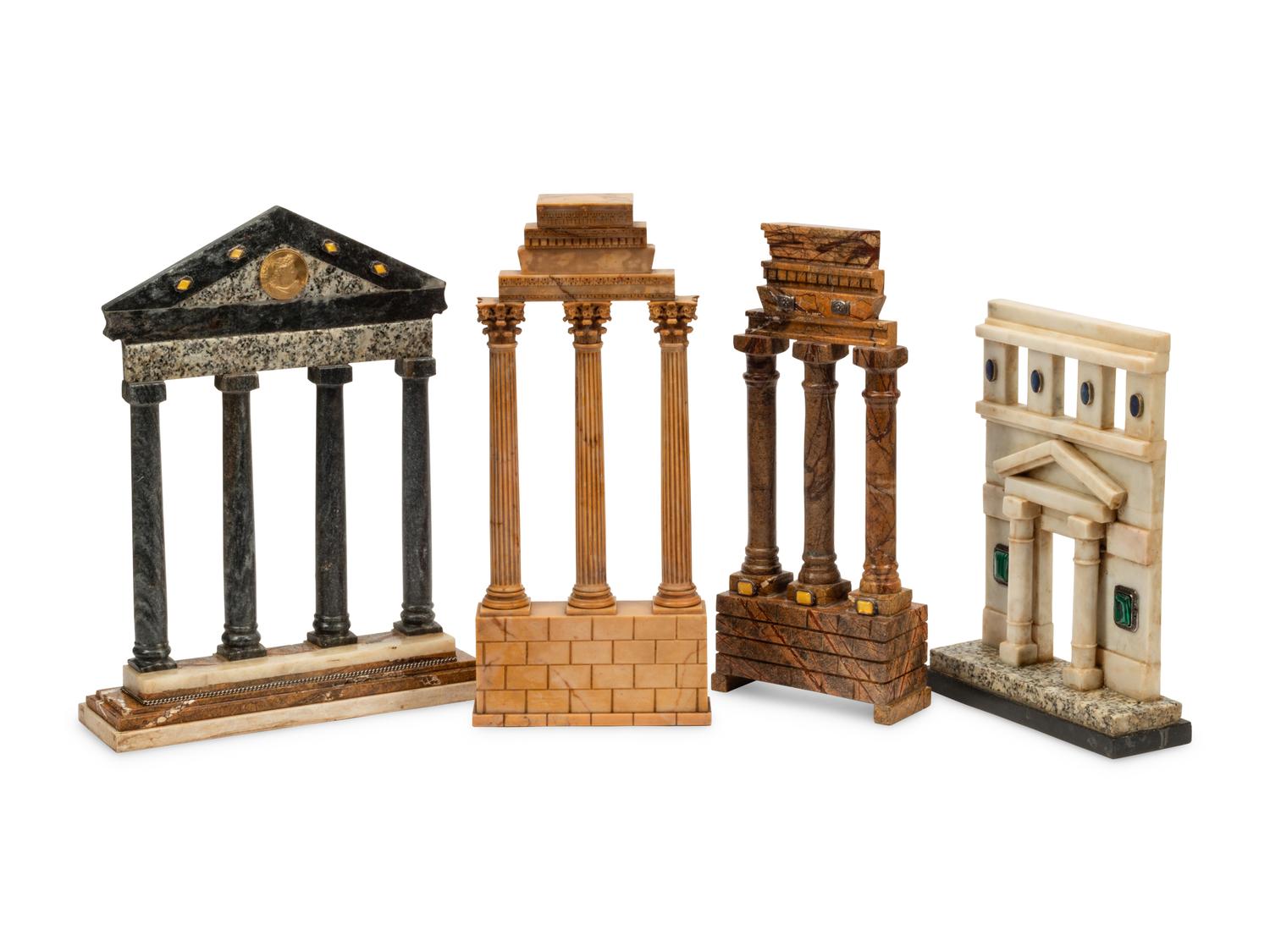 Four Grand Tour Style Marble Models of Ruins