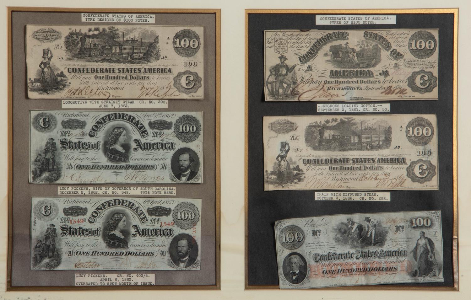 [OBSOLETE] A Collection of Twenty-Five Obsolete American Bank Notes in Two Frames
