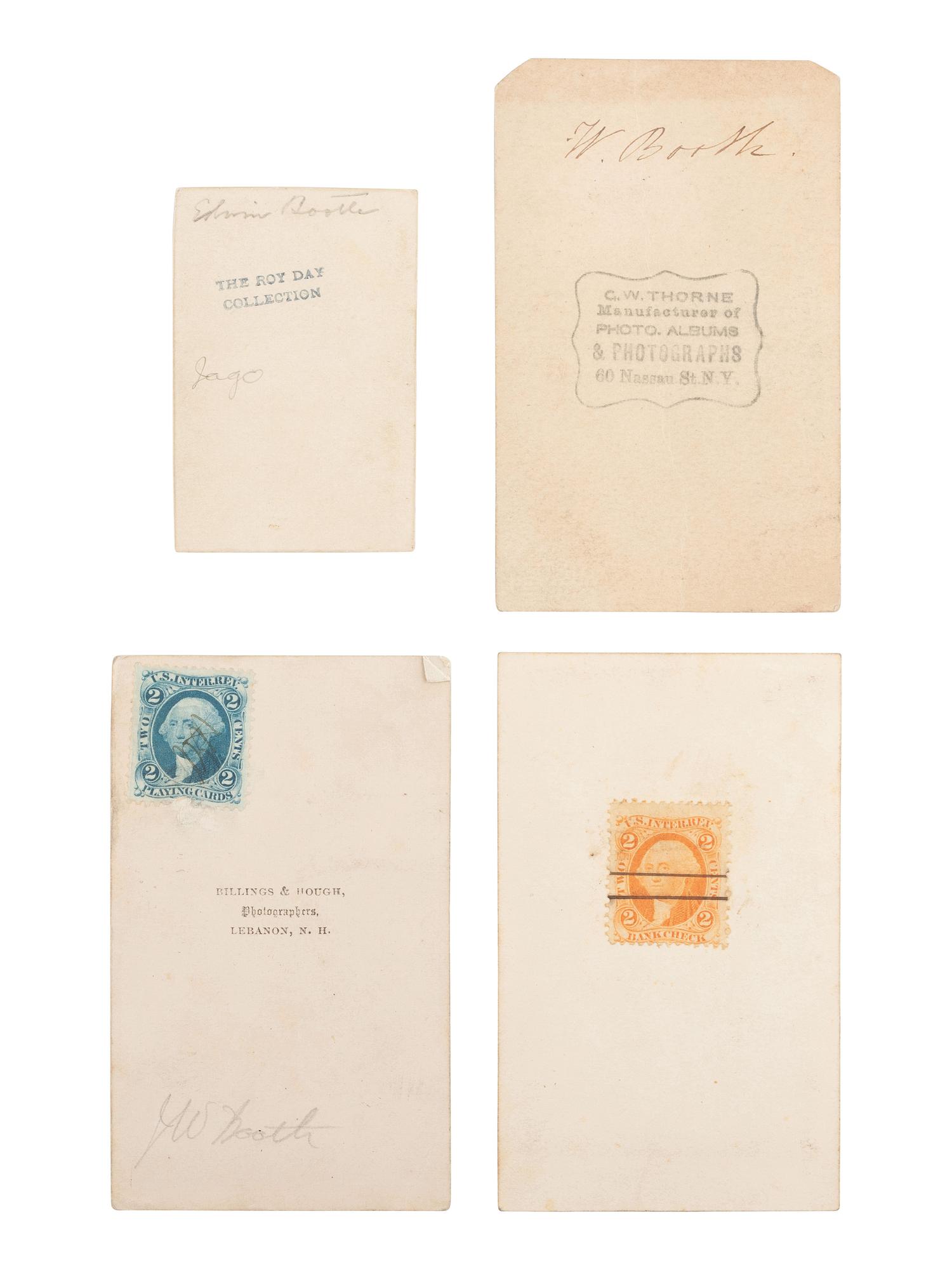 [BOOTH, John Wilkes (1838-1865)]. Group of 3 CDVs, plus.