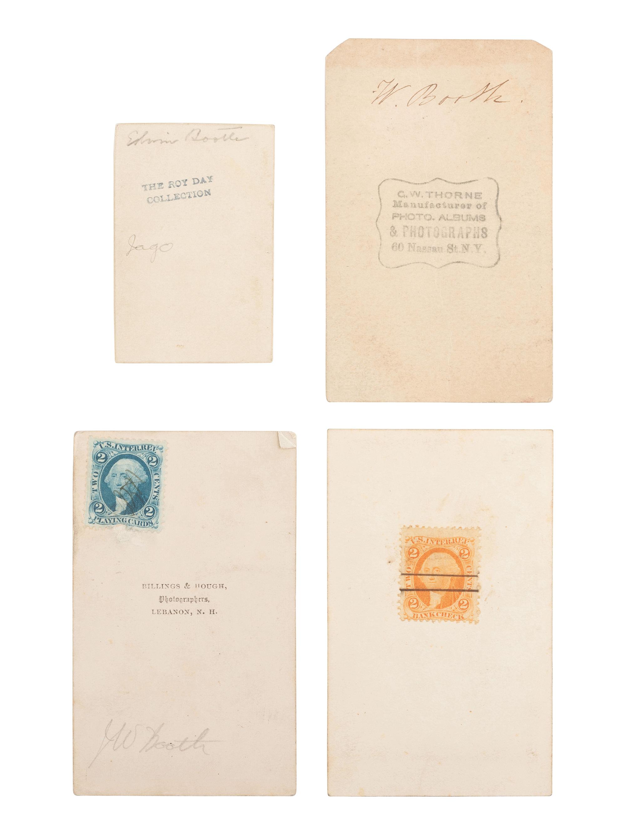 [BOOTH, John Wilkes (1838-1865)]. Group of 3 CDVs, plus.