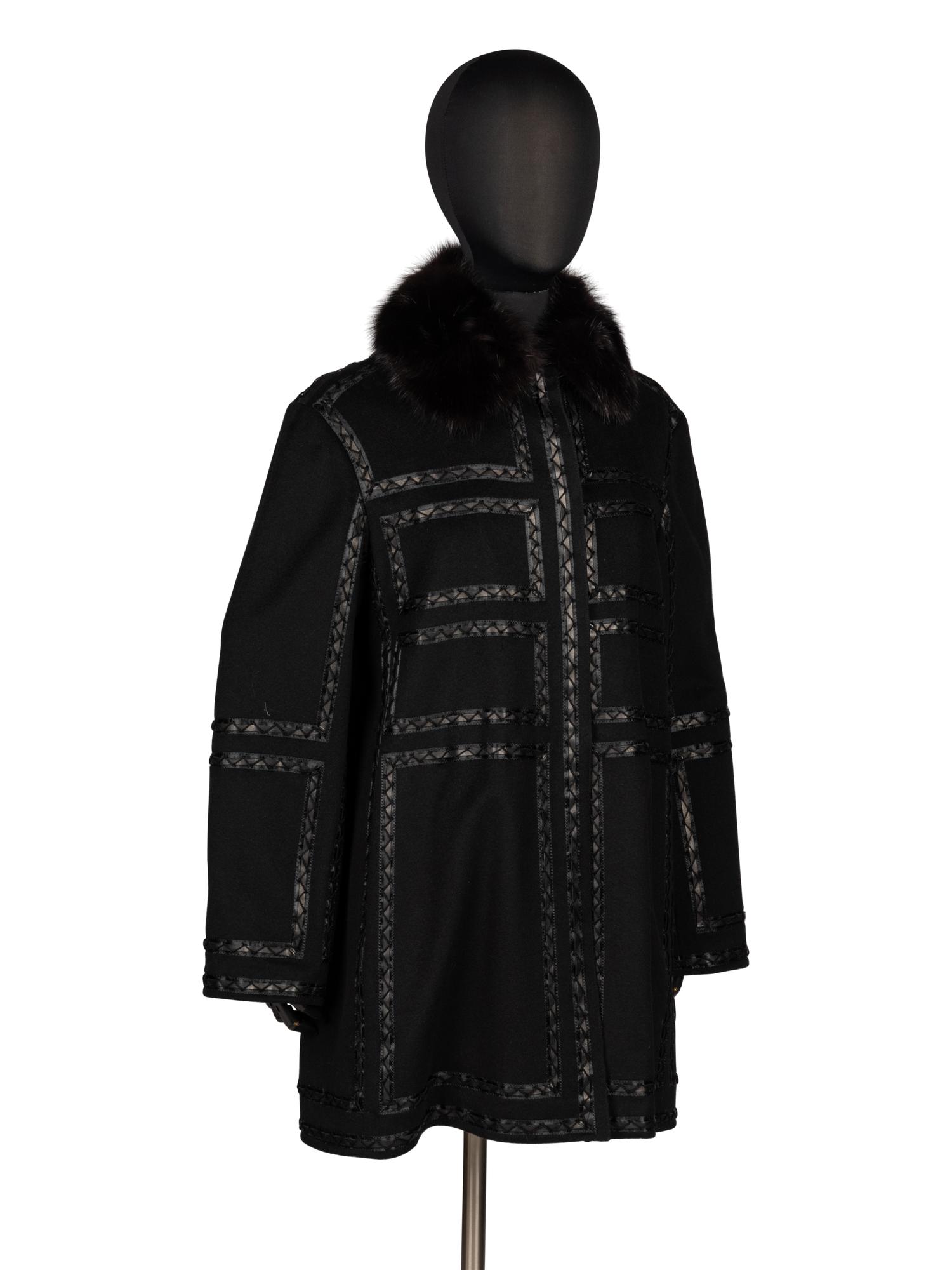 J. Mendel, Cashmere Coat with Leather & Sable Trim