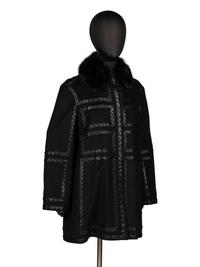 J. Mendel, Cashmere Coat with Leather & Sable Trim