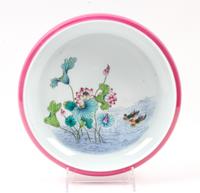 A Chinese Ruby-Back and Famille Rose Porcelain Jardiniere Diameter 9 inches. — 20TH CENTURY