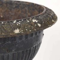 A pair of black-painted cast iron garden urns late 19th century