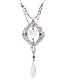MOONSTONE, DIAMOND AND SAPPHIRE NECKLACE