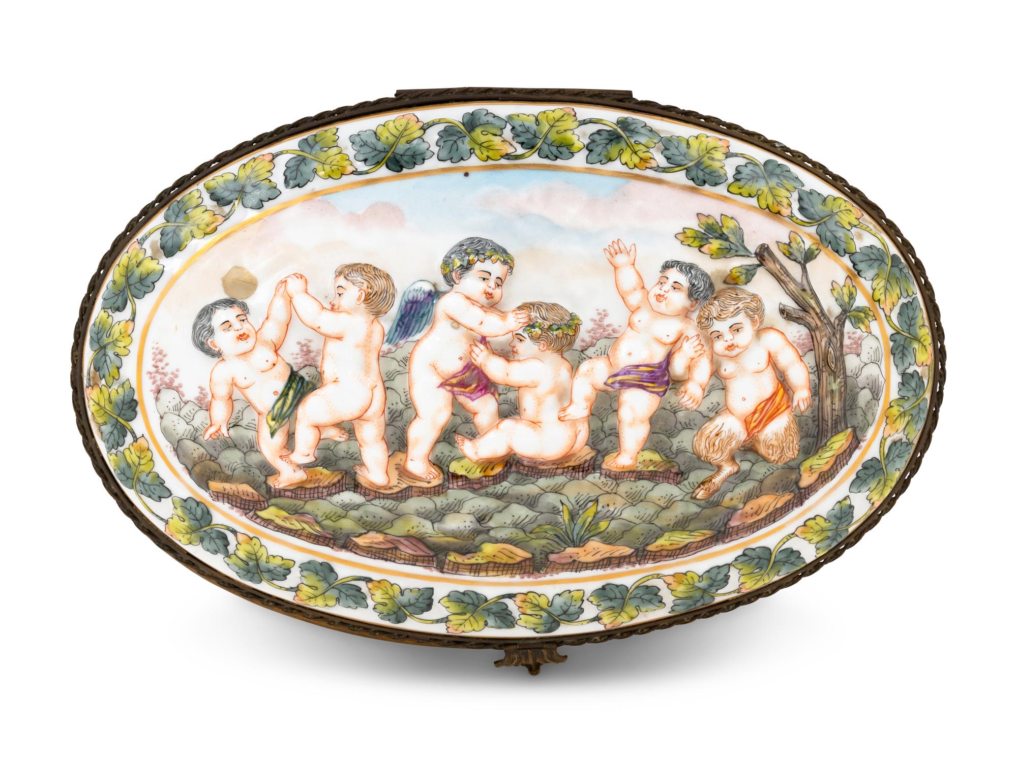 A Capodimonte Porcelain Table Casket
