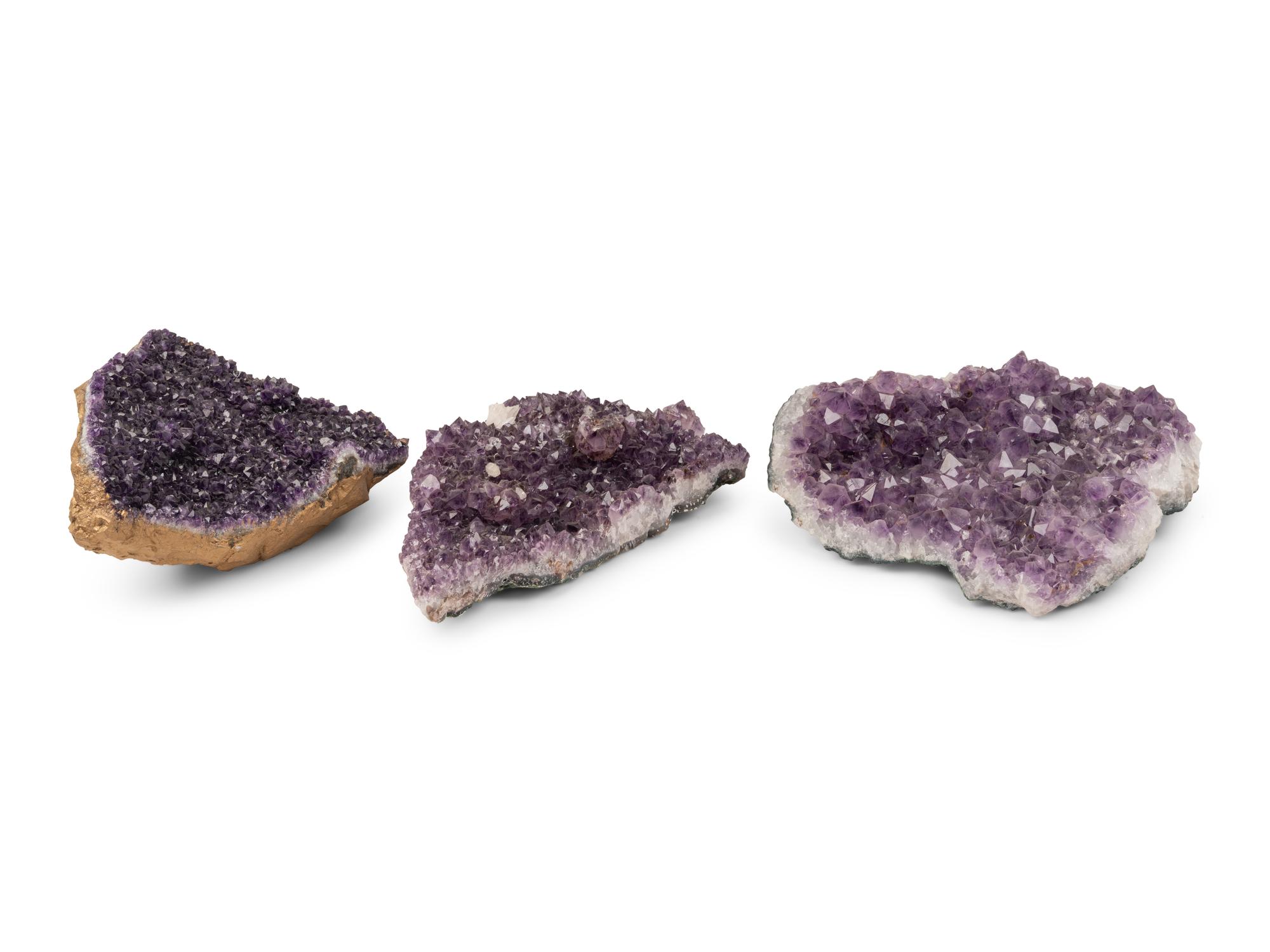 Three Amethyst Geode Specimens