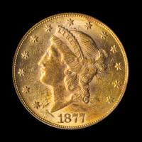A United States 1877 Liberty Head $20 Gold Coin