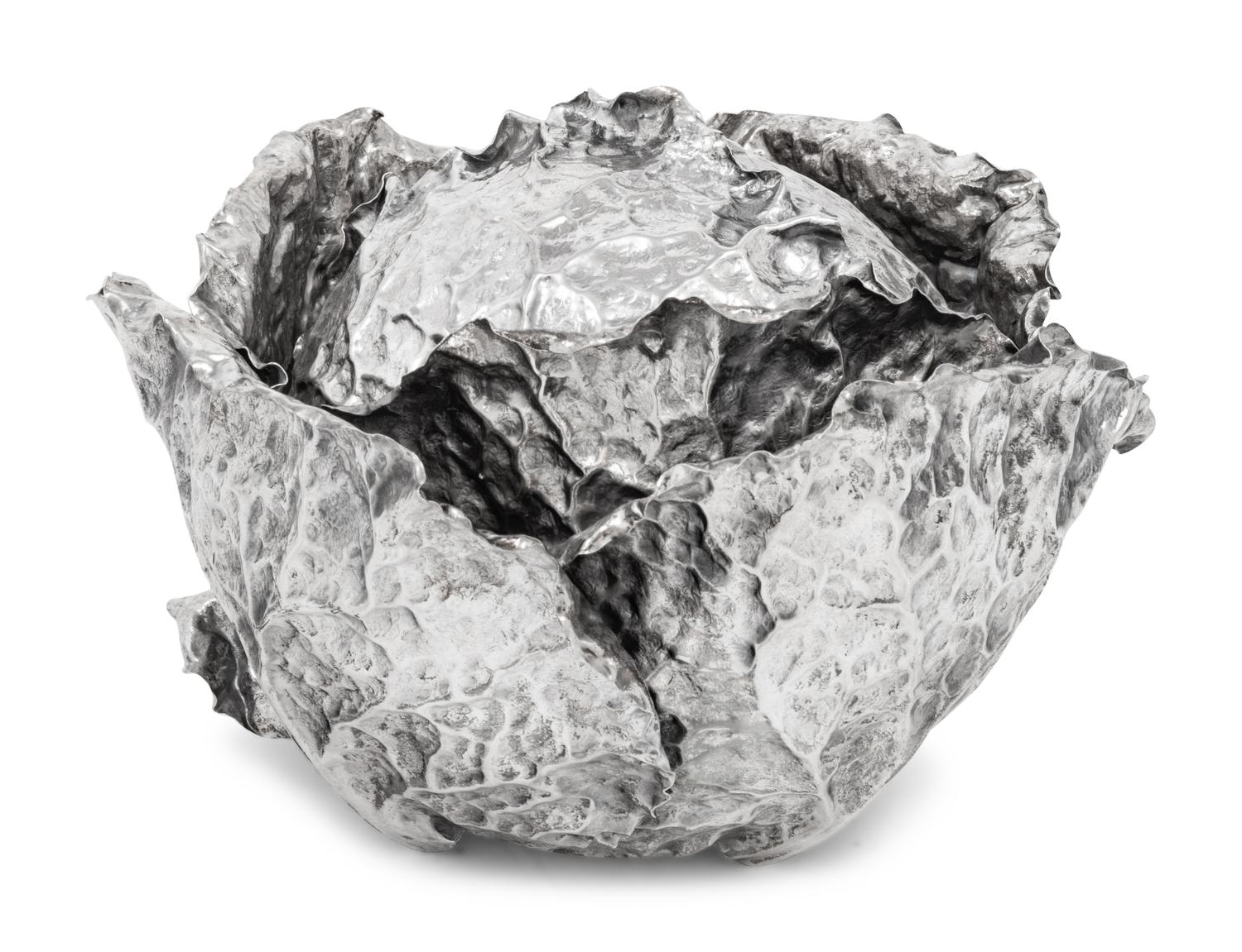 A Buccellati Silver Cabbage Form Covered Bowl