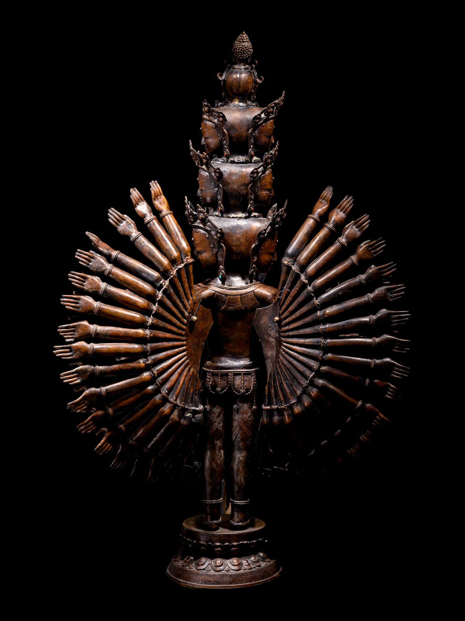 A Large Sino-Tibetan Bronze Figure of Multi-Hand Avalokitesvara