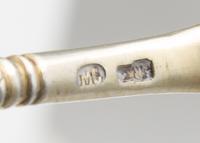 A Group of Russian Enameled Silver Tea Service Flatware, Mark of Maria Semenova, Moscow, Late 19th/Early 20th Century, comprising a tea