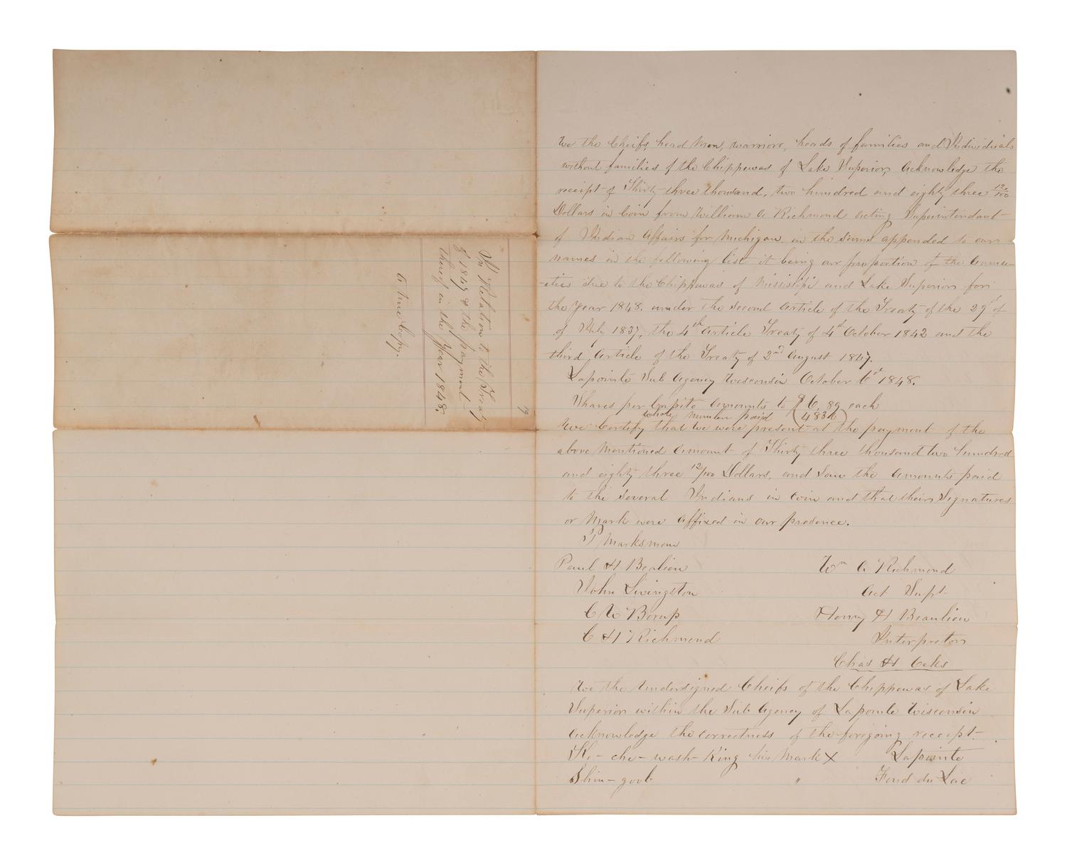 [NATIVE AMERICAN]. ARMSTRONG, Charles D. (1866-1931). Papers of Charles D. Armstrong of the Bad River Band of the Lake Superior Tribe of Chippewa Indians, including letters, documents, maps, and photographs.
