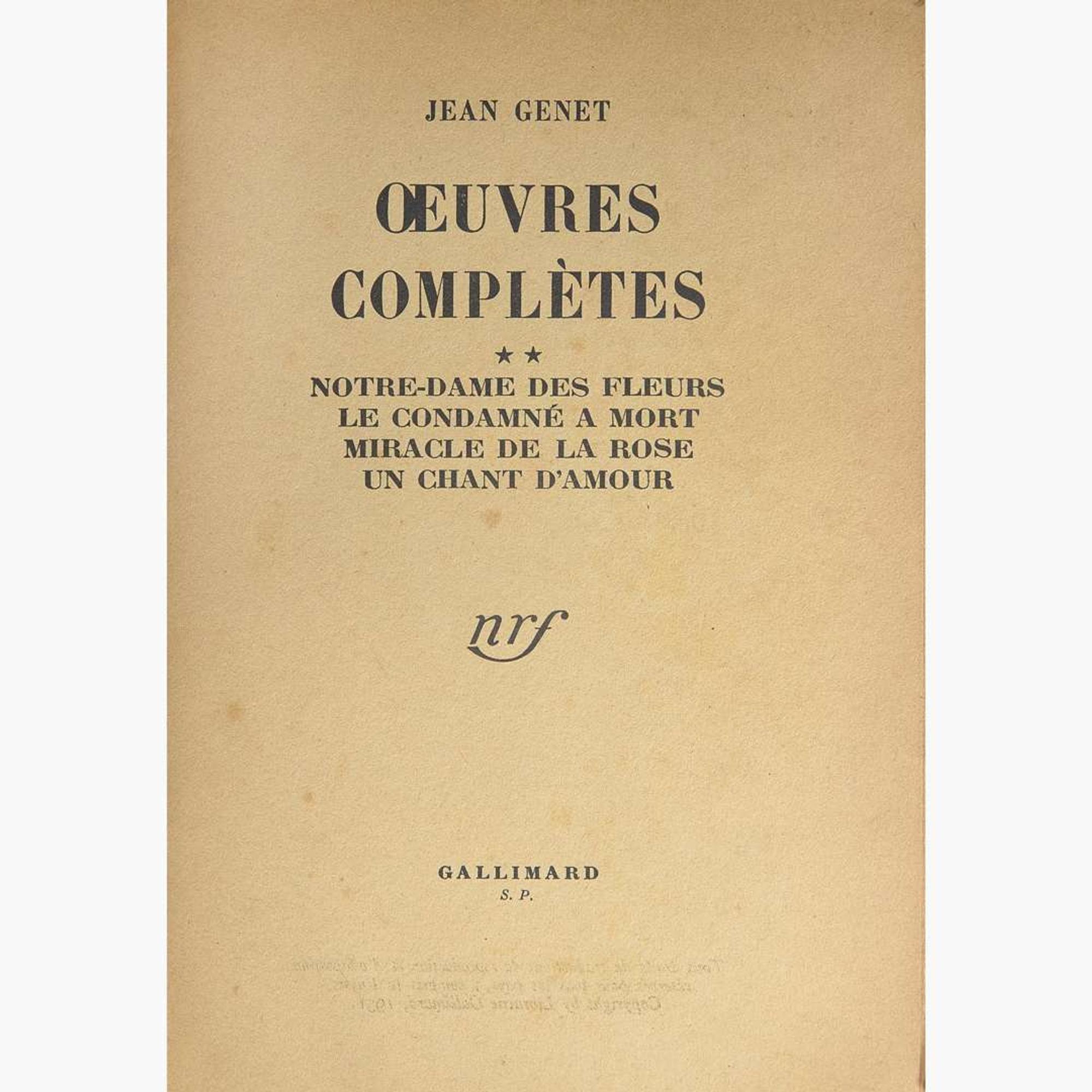 [Literature] Genet, Jean Group of 2 Titles: One Signed Limited Edition, and One Inscribed