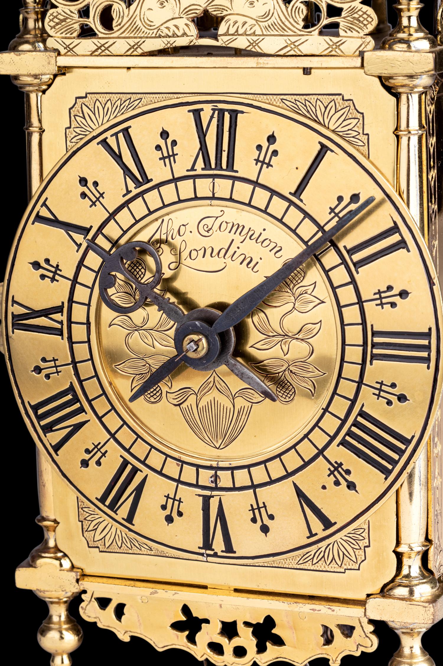 A English Brass Lantern Clock, with Iron Bracket, Thomas Tompion, Londoni