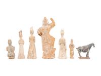 A Group of Seven Chinese Pottery Figures