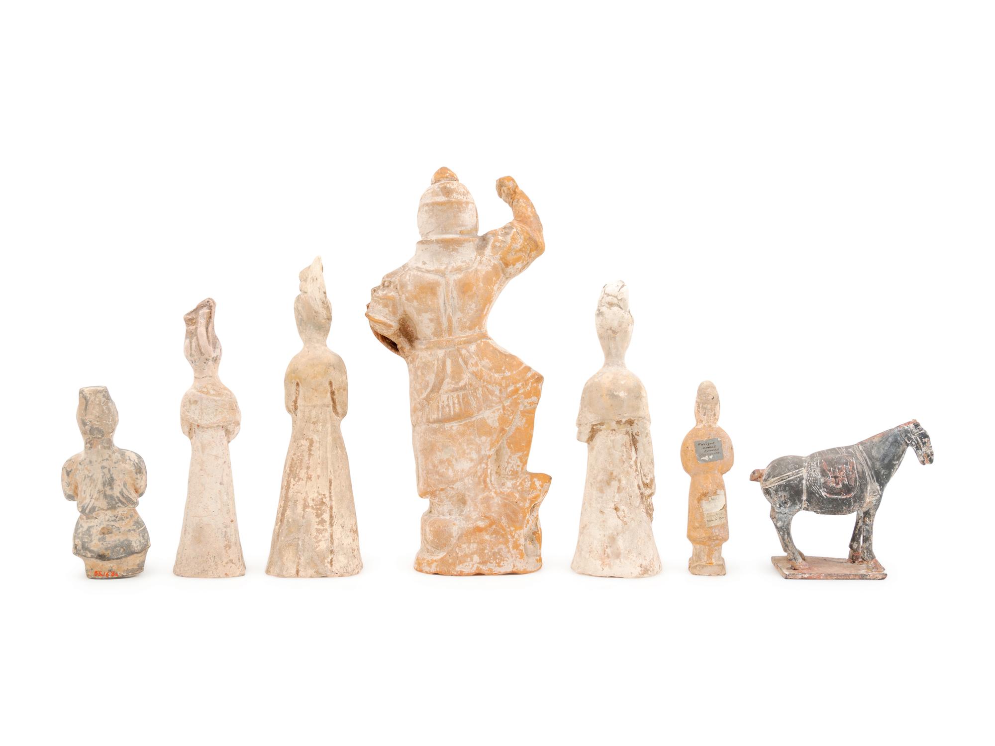 A Group of Seven Chinese Pottery Figures