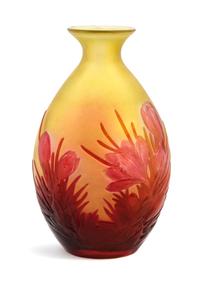 Emile Galle, (French, 1846-1904), a mold blown cameo glass vase, with crocus decoration