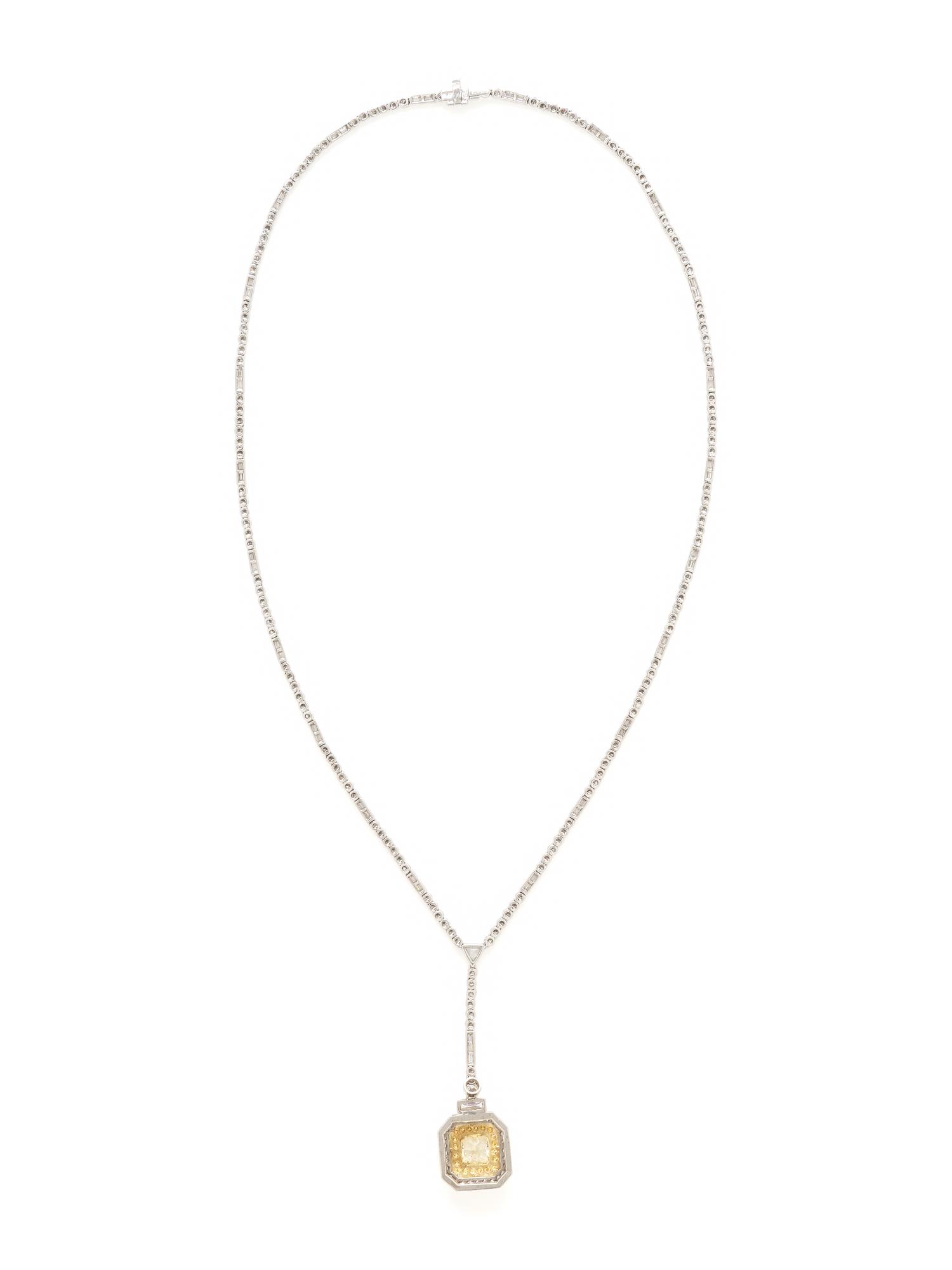 SOPHIA D., YELLOW DIAMOND, DIAMOND, AND PLATINUM LAVALIER NECKLACE