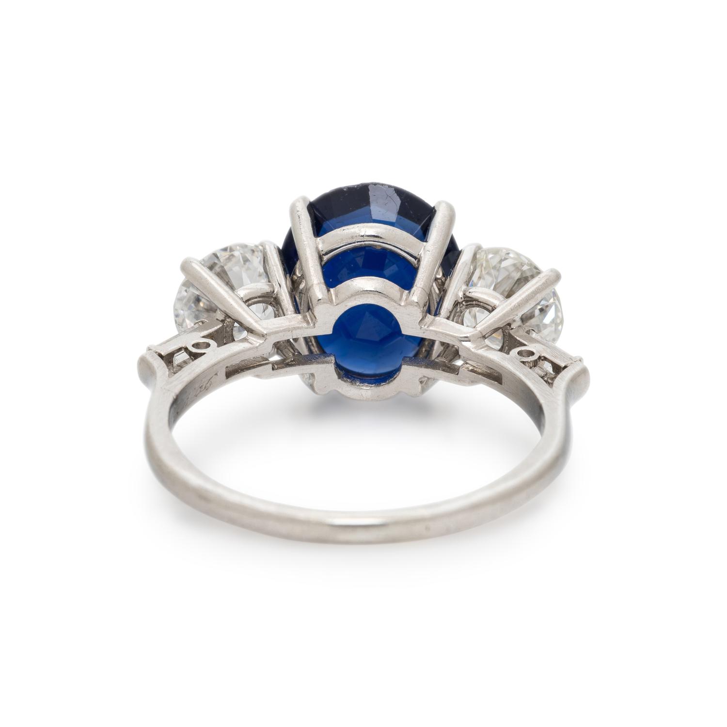 BIRKS, SAPPHIRE, DIAMOND, AND PLATINUM RING