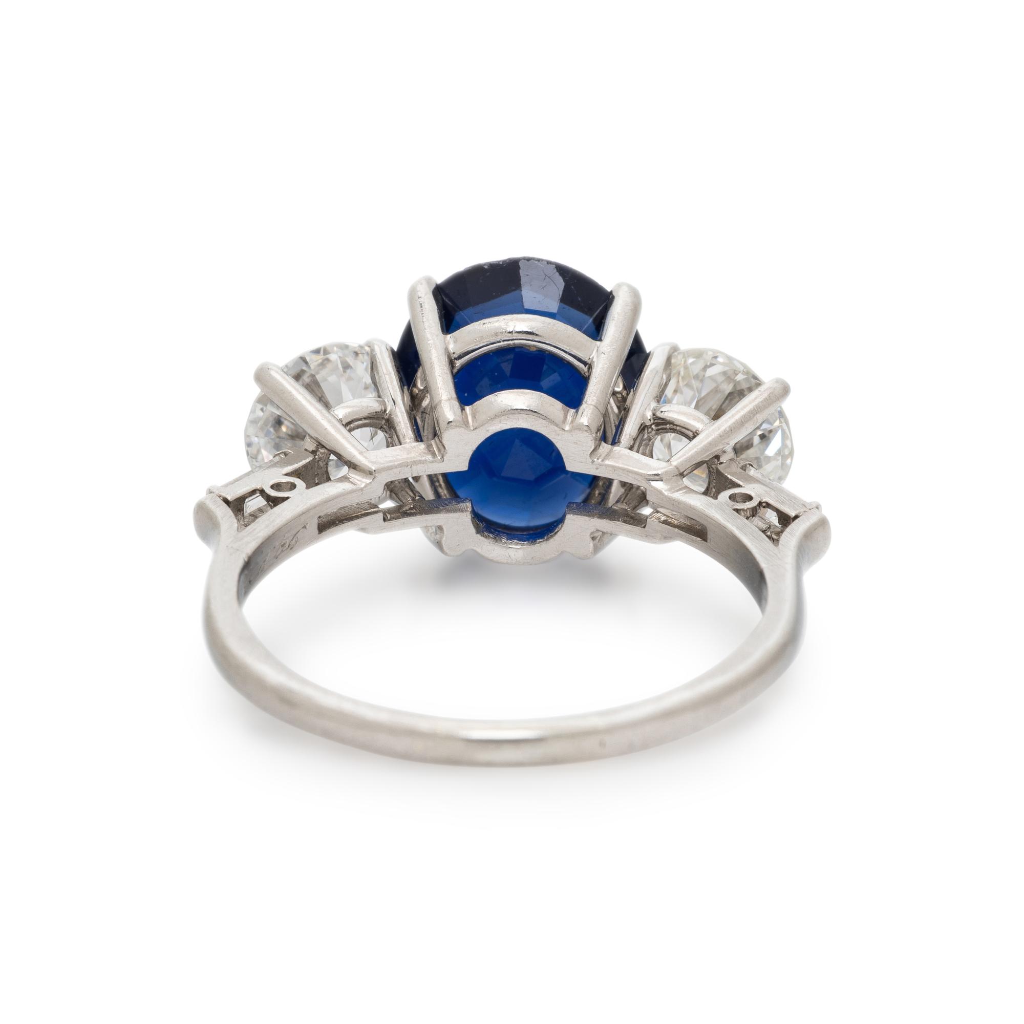 BIRKS, SAPPHIRE, DIAMOND, AND PLATINUM RING