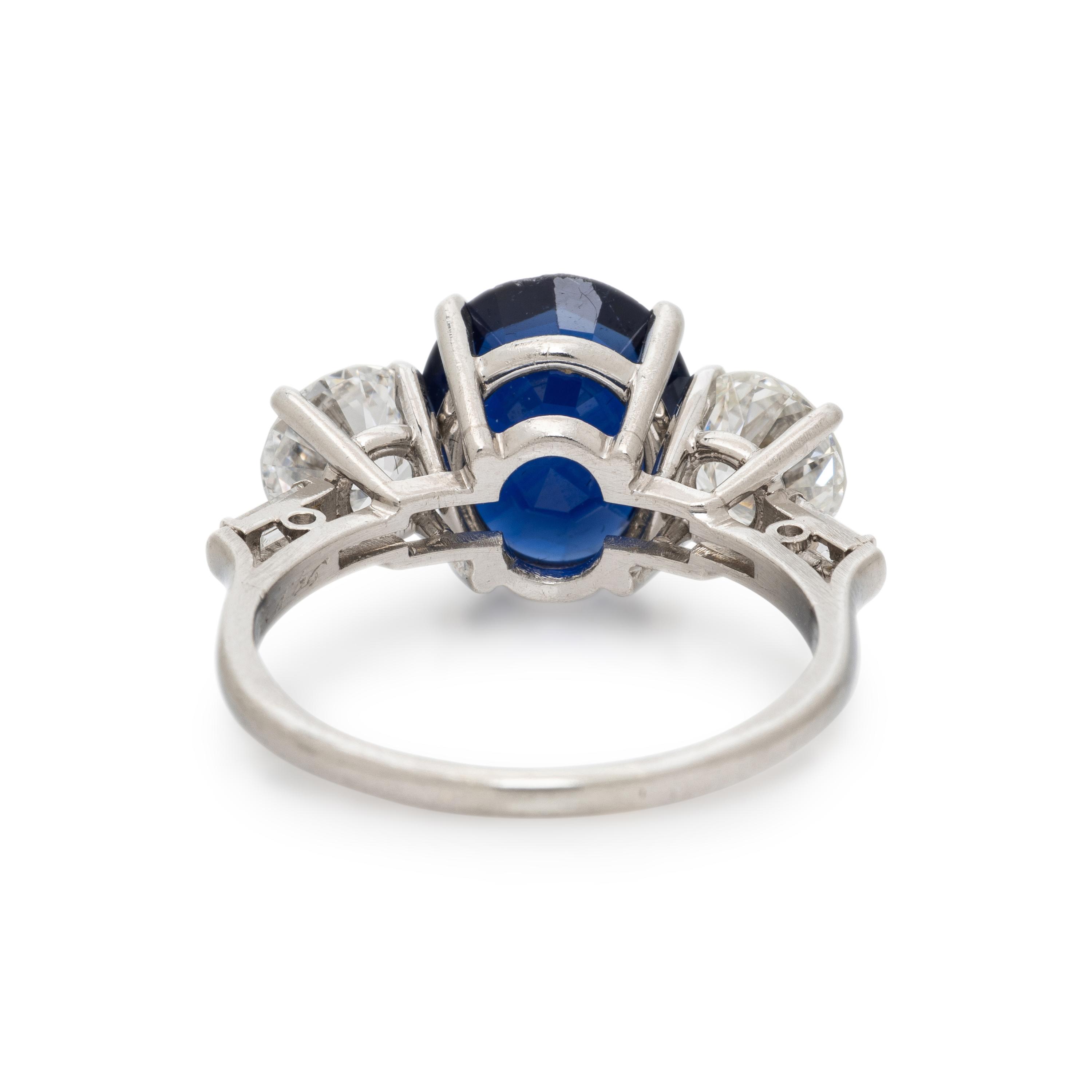 BIRKS, SAPPHIRE, DIAMOND, AND PLATINUM RING