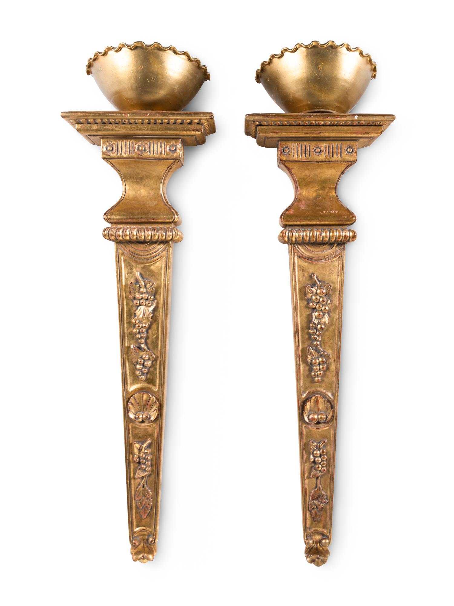 A Pair of Neoclassical Style Giltwood Wall Appliqués
