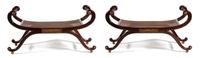 A Pair of Regency Style Rosewood Curule Benches