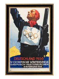 [TRAVEL - WINTER OLYMPICS]. HOHLWEIN, Ludwig, artist. Deutschland 1936, IV Olympische Winterspiele, Garmisch-partenkirchen, 6-16. Februar 1936 . Berlin: Reichsbahnzentrale für den Deutschen Reiseverken, 1936.